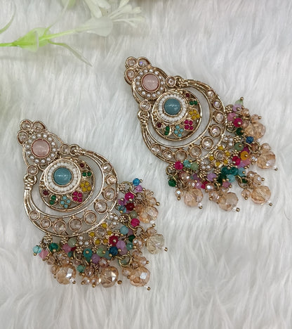 Multi Color Kundan Chandbali Indian Bollywood Dvinder Earrings