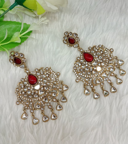 Maroon Antique Gold Indian Bollywood Yadav Earrings