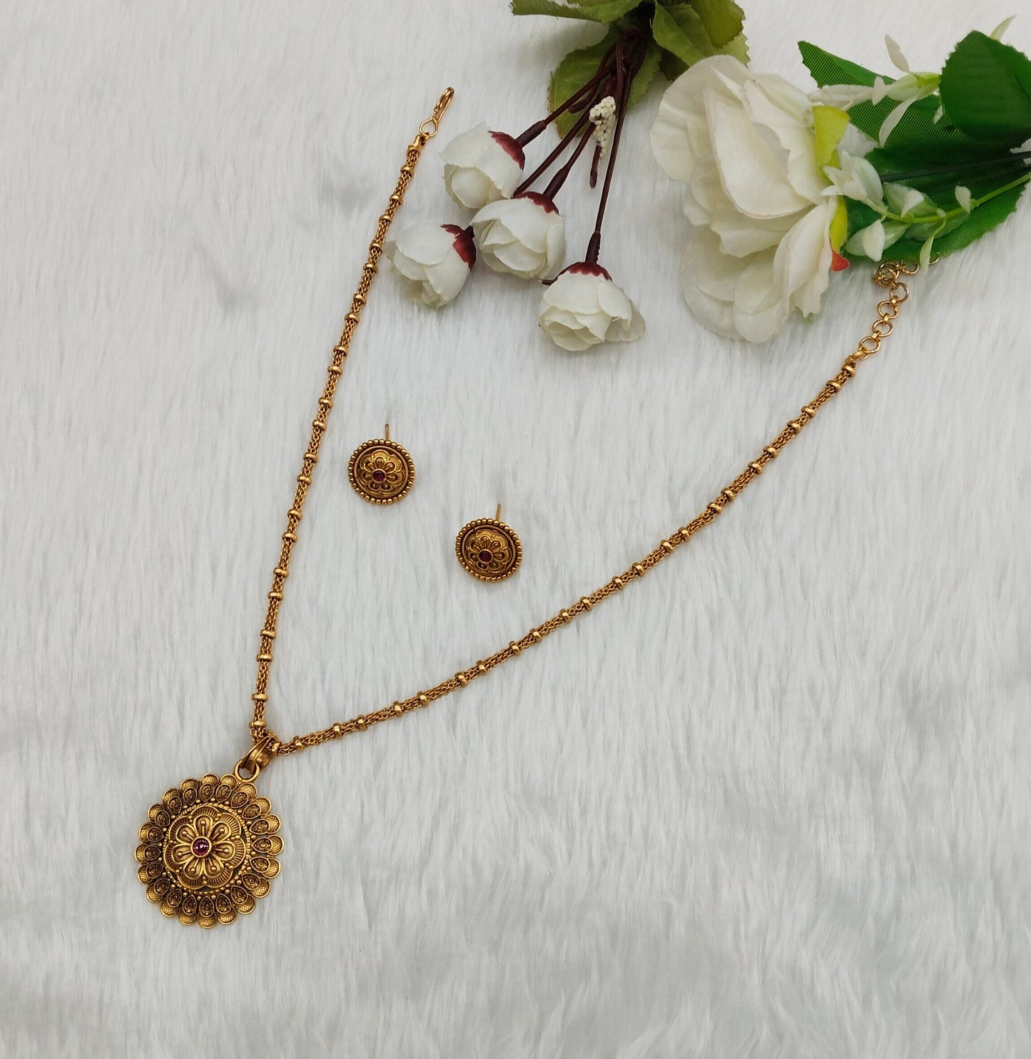 Ruby Gold Polki Necklace Indian Jewellery Azam Set
