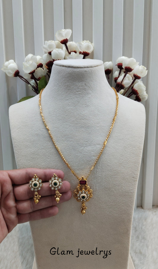 Ruby Green Gold Polki Necklace Indian Jewellery Azam Set