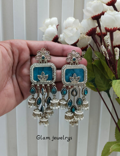 Rama Green Antique Gold Bollywood Ravi Indian Earrings