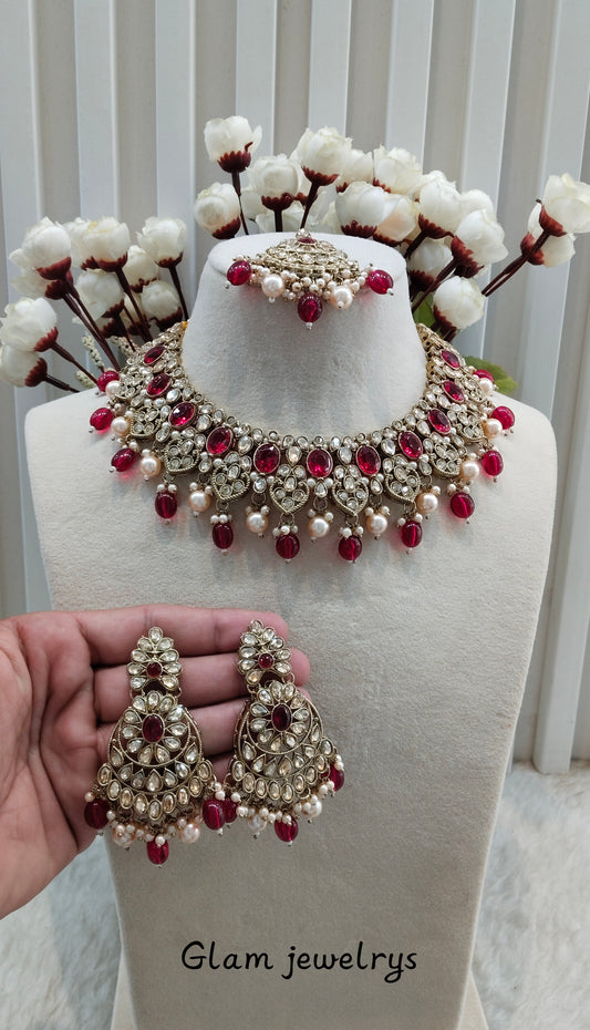 Majenta Antique Gold Necklace Indian Jewellery Rasha Set