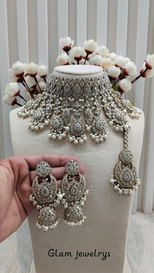 Antique Gold Choker Indian Jewellery Morha Set