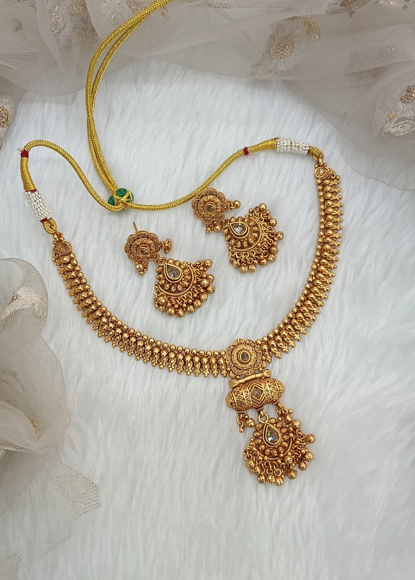 Gold Polki Necklace Indian Jewellery Harf Set
