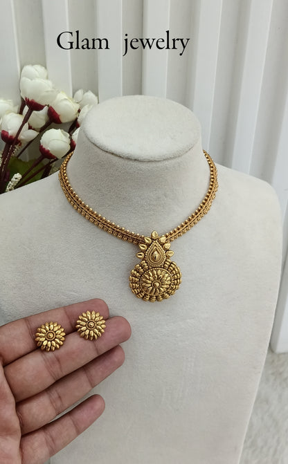 Gold Polki Necklace Indian Jewellery Harf Set