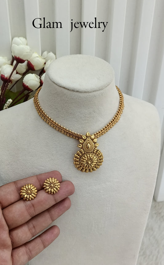 Gold Polki Necklace Indian Jewellery Harf Set