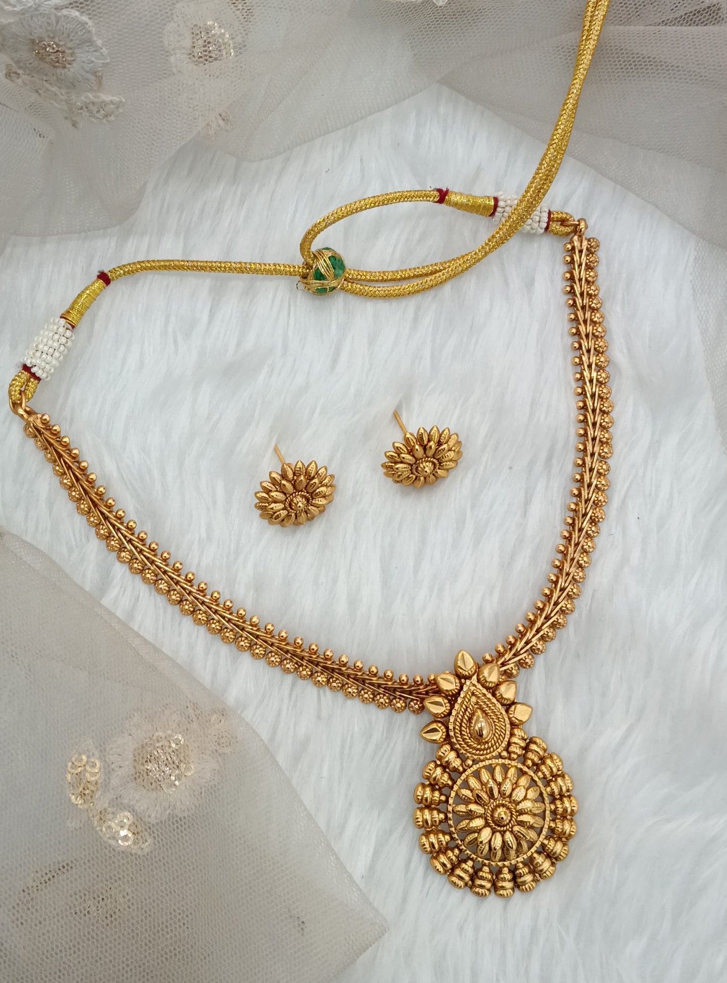 Gold Polki Necklace Indian Jewellery Harf Set