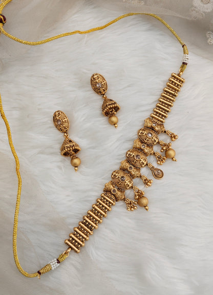 Gold Polki Choker Jhumki Indian Jewellery Bobo Set