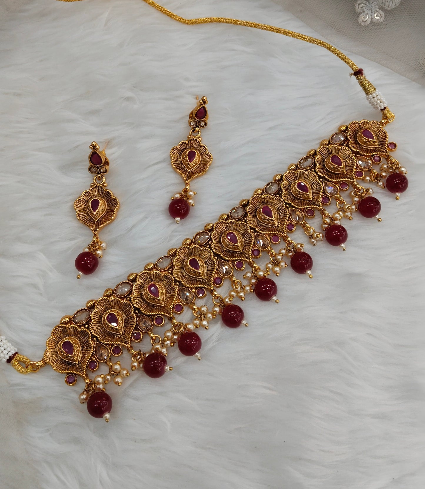 Ruby Gold Polki Choker Indian Jewellery Bobo Set