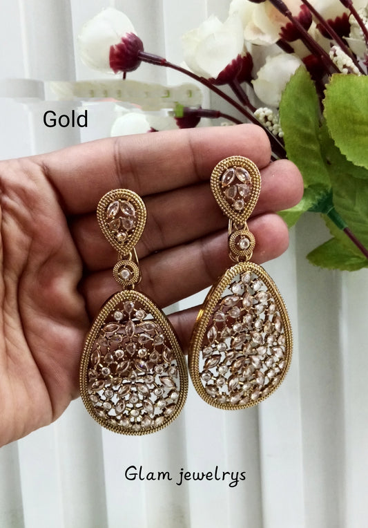 Gold Bollywood Sukh Indian Earrings