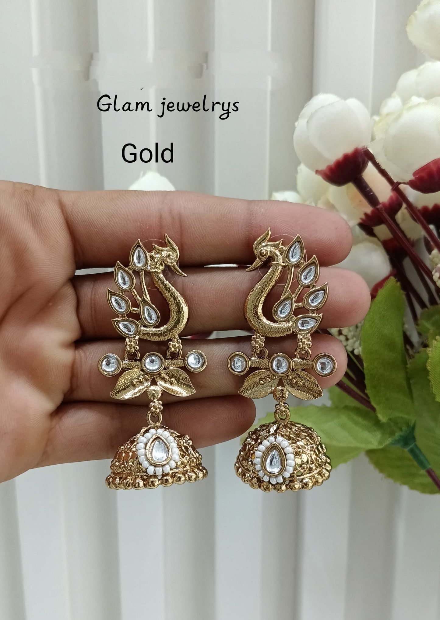 Gold Jhumki Indian Bollywood Sukh Earrings