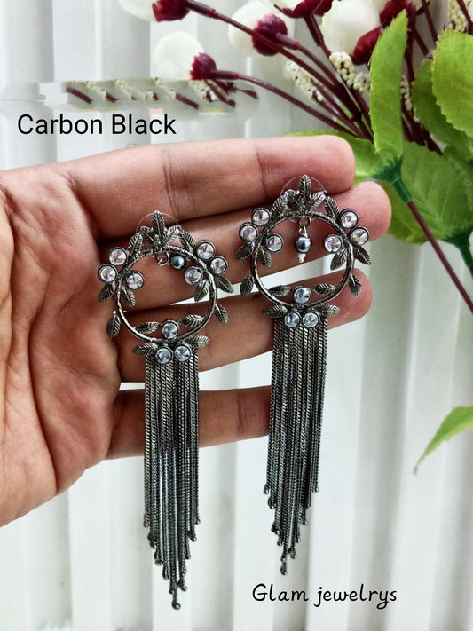 Carbon Black Indian Bollywood Sukh Earrings