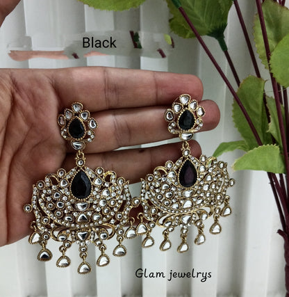 Black Antique Gold Indian Bollywood Yadav Earrings