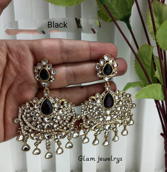 Black Antique Gold Indian Bollywood Yadav Earrings