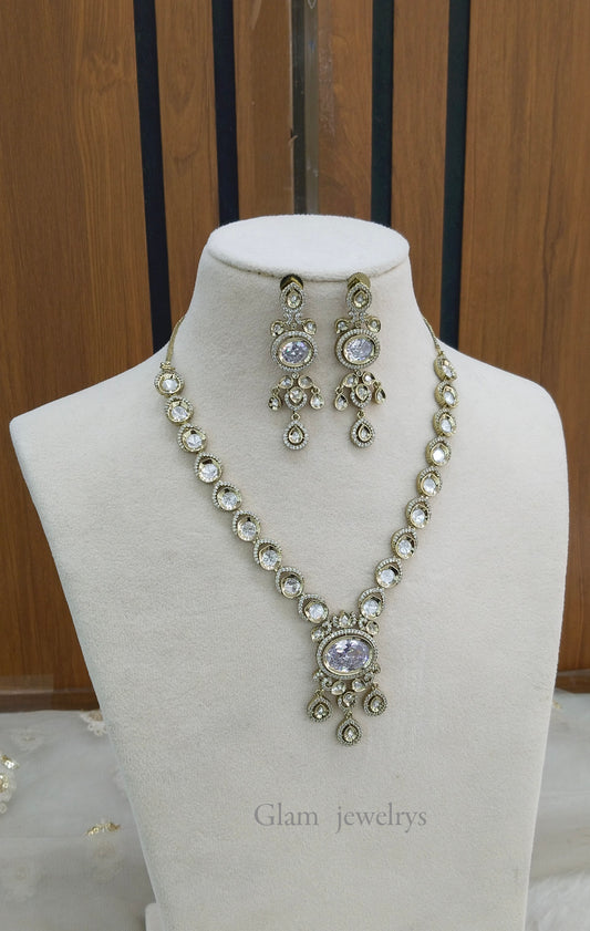 Antique Gold Necklace Indian Jewellery Gandhi Set