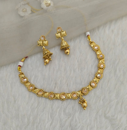 Gold Polki Necklace Indian Jewellery Gandhi Set