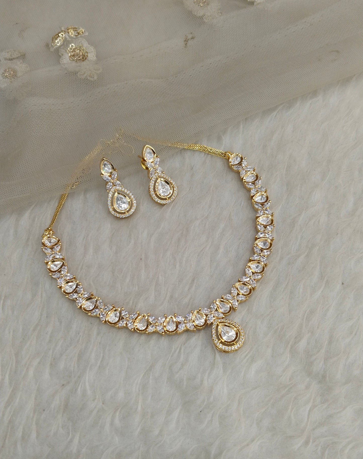 Gold Polki Necklace Indian Jewellery Gandhi Set