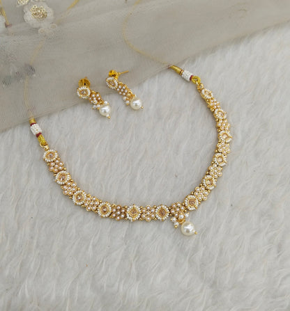 Gold Polki Necklace Indian Jewellery Gandhi Set