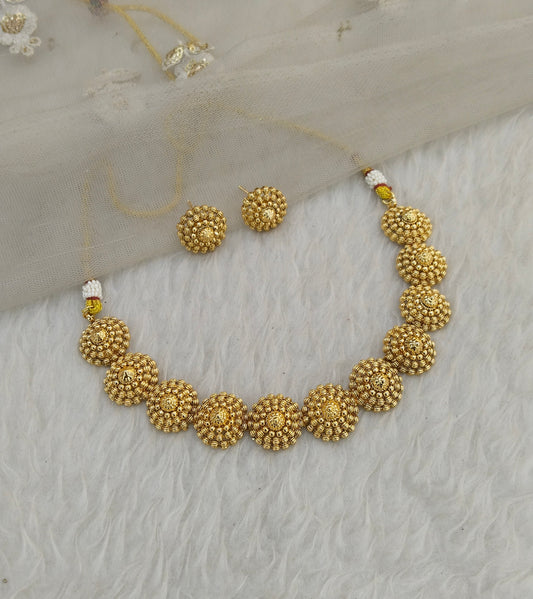 Gold Polki Necklace Indian Jewellery Gandhi Set