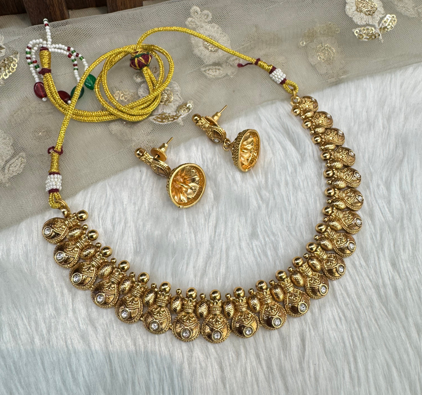 Gold Polki Necklace Indian Jewellery Pawan Set