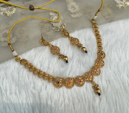 Multi Color Gold Polki Necklace Indian Jewellery Pawan Set