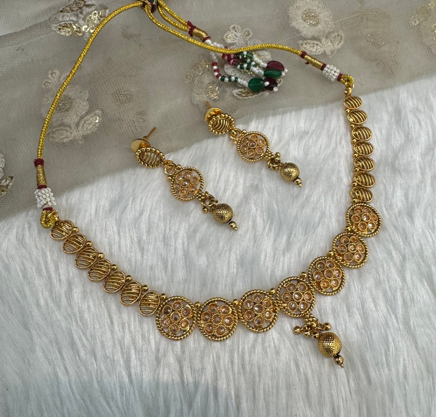 Gold Polki Necklace Indian Jewellery Pawan Set