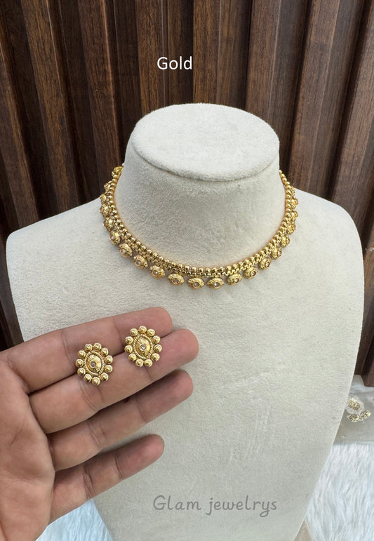 Gold Polki Necklace Indian Jewellery Pawan Set