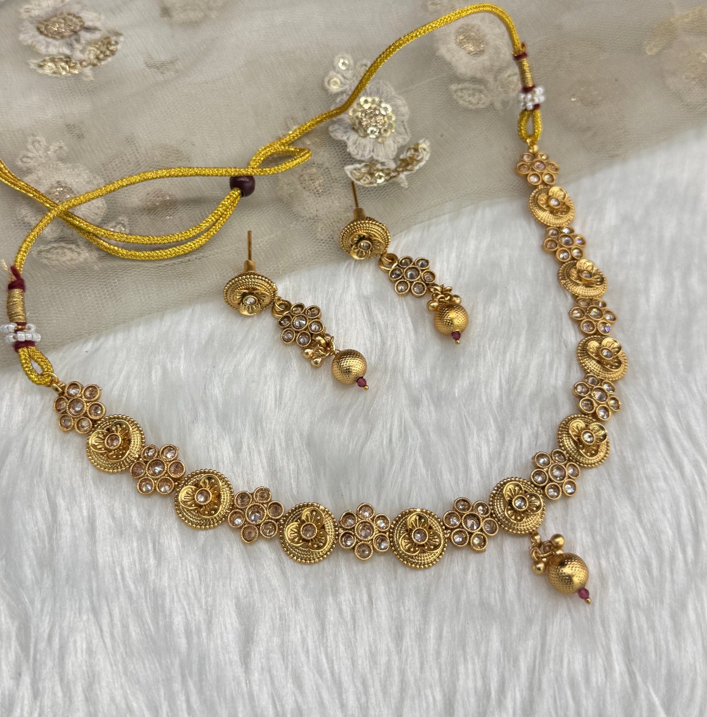Gold Polki Necklace Indian Jewellery Pawan Set