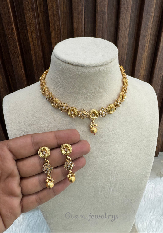 Gold Polki Necklace Indian Jewellery Pawan Set