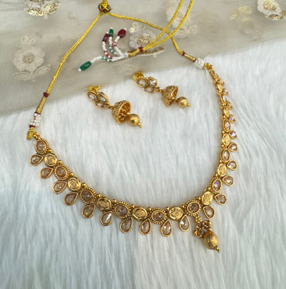 Gold Polki Necklace Indian Jewellery Pawan Set