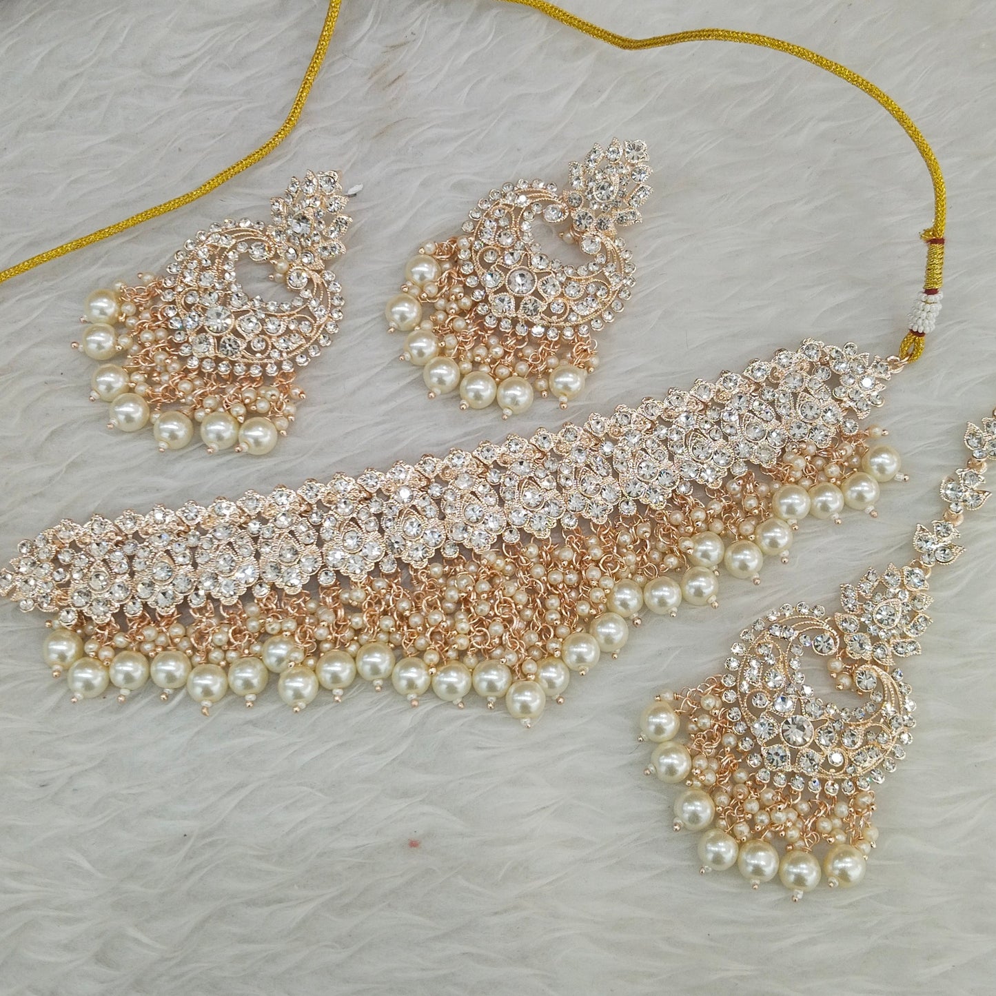 Rose Gold Choker Indian Jewellery Siki Set
