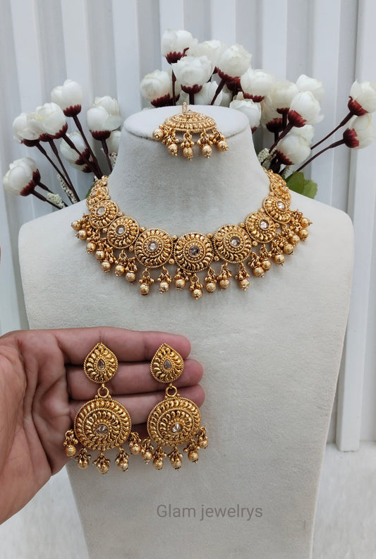 Gold Polki Necklace Indian Jewellery Kuwar Set