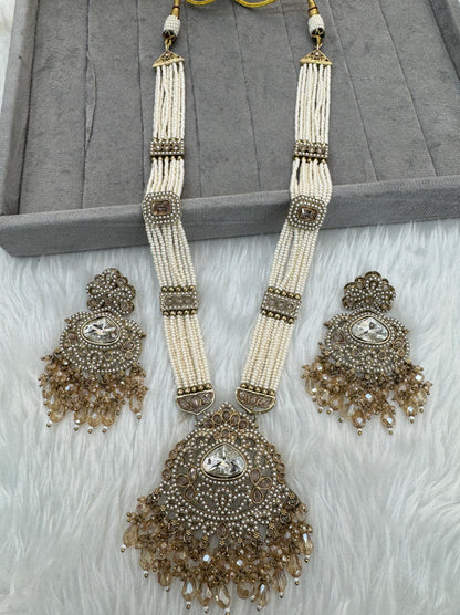 Antique Gold Kundan Long Rani Haar Necklace Indian Jewellery Set