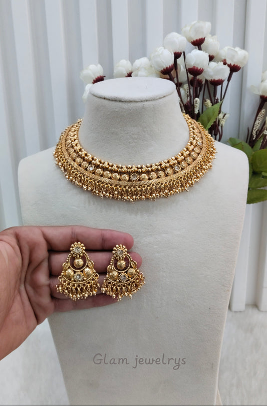 Gold Polki Necklace Indian Jewellery Kuwar Set