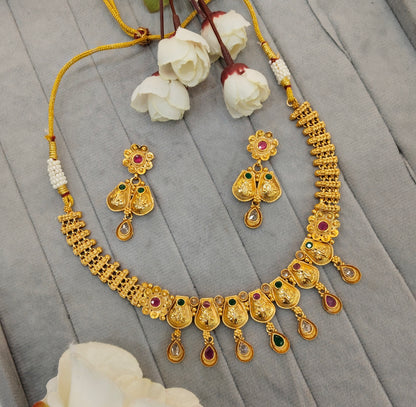 Ruby Green Gold Polki Necklace Indian Jewellery Kuwar Set
