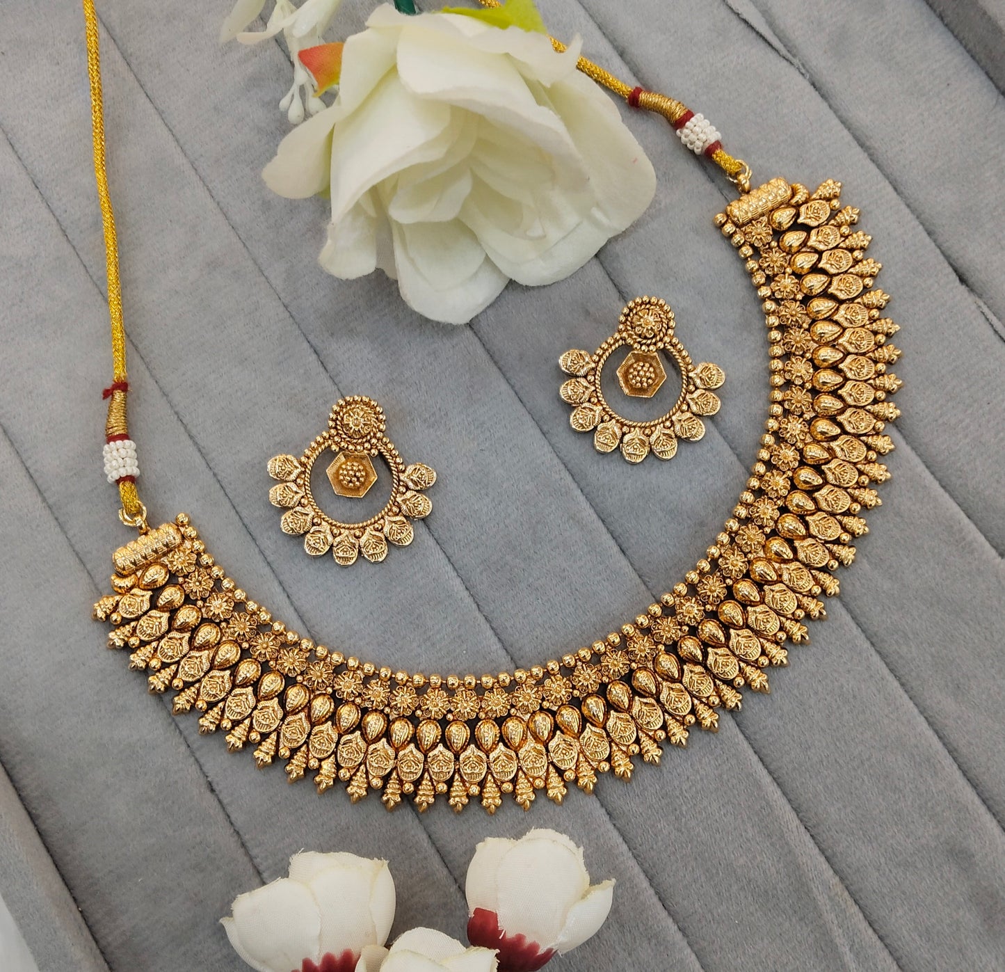 Gold Polki Necklace indian Jewellery Kuwar Set