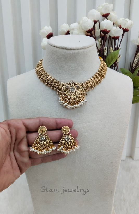 Gold Polki Necklace indian Jewellery Kuwar Set