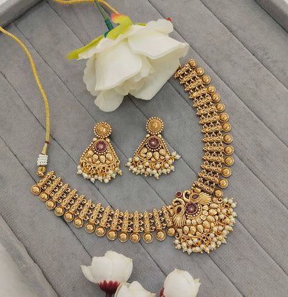 Ruby Gold Polki Necklace indian Jewellery Kuwar Set