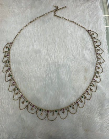 Ruby Green Belly Chain sari saree chain Jewellery Indian Kamarbandh Kamarband Online