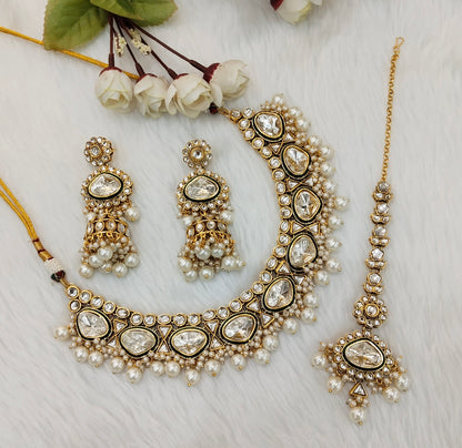 Green Kundan Necklace Indian Jewellery Heli Set