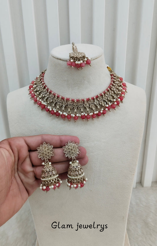 Gaajri Antique Gold Necklace Indian Jewellery Gurjot Set
