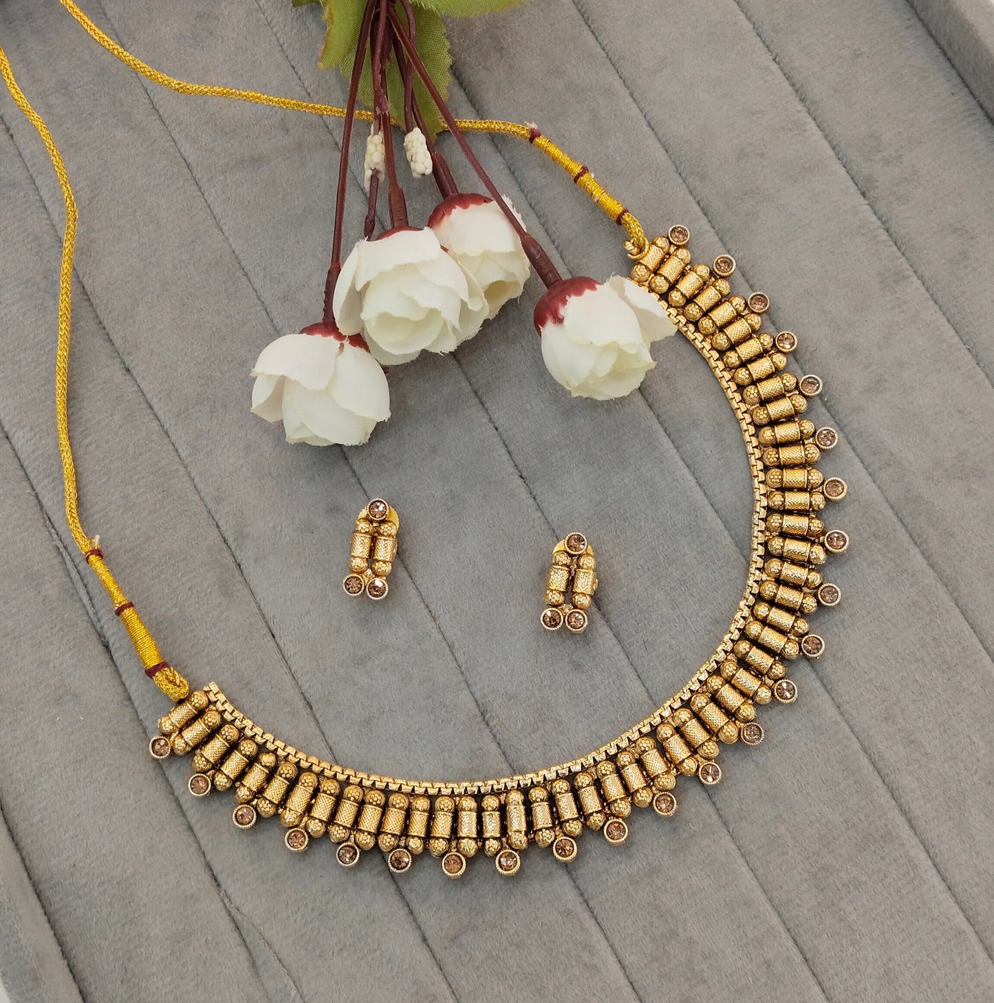 Gold Polki Necklace indian Jewellery Mulajam Set