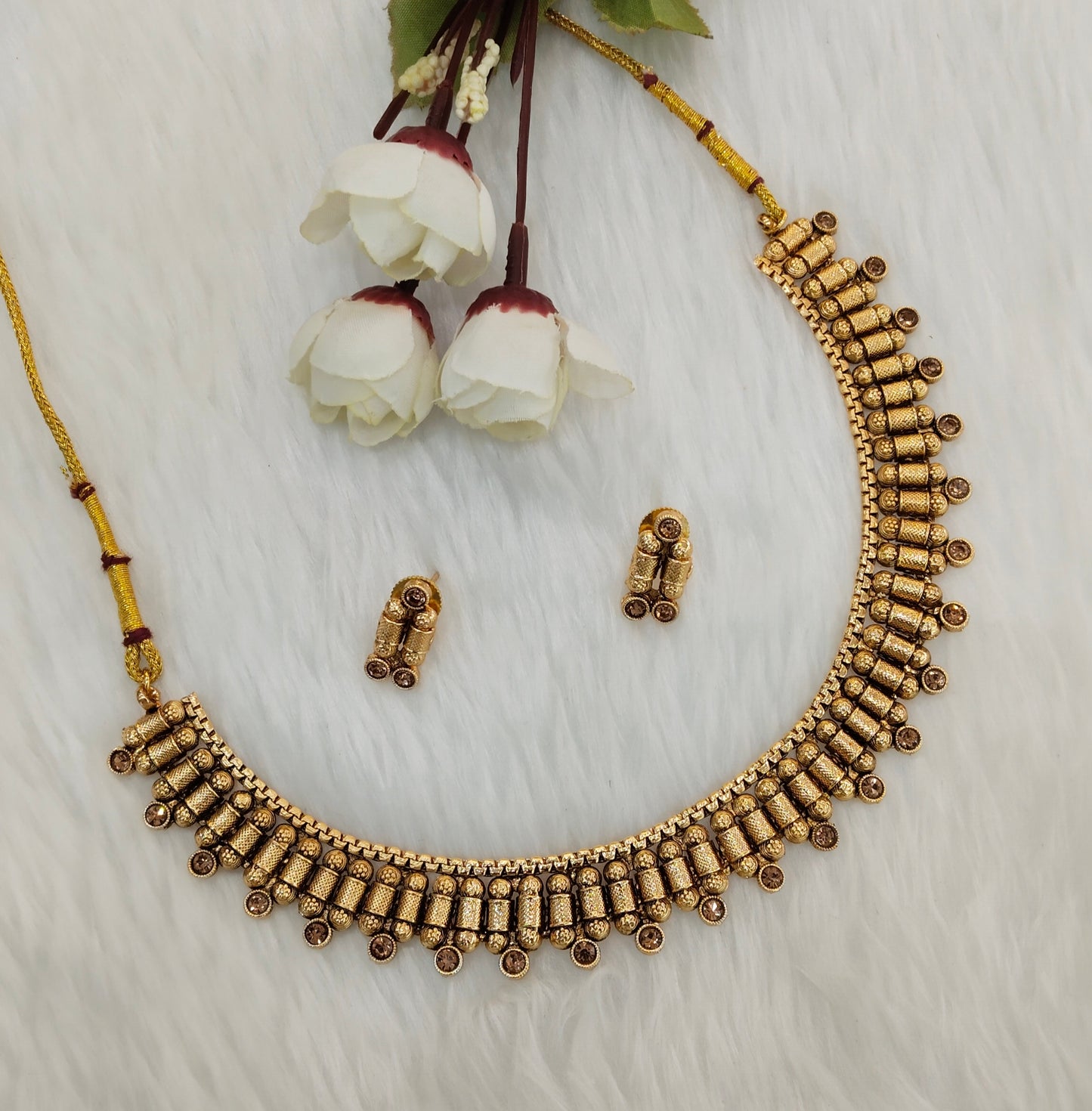 Gold Polki Necklace indian Jewellery Mulajam Set