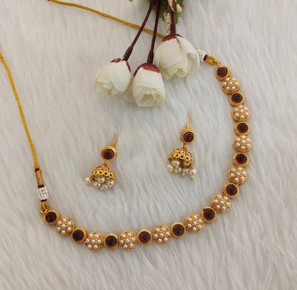 Maroon Gold Polki Necklace Indian Jewellery Kataria Set