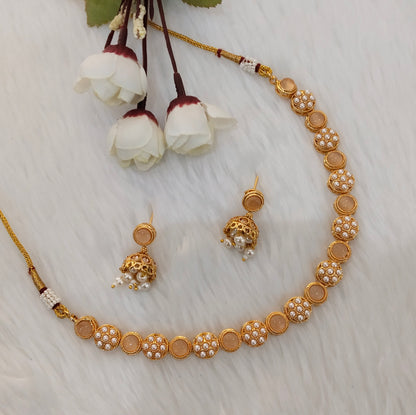 Pink Gold Polki Necklace Indian Jewellery Kataria Set