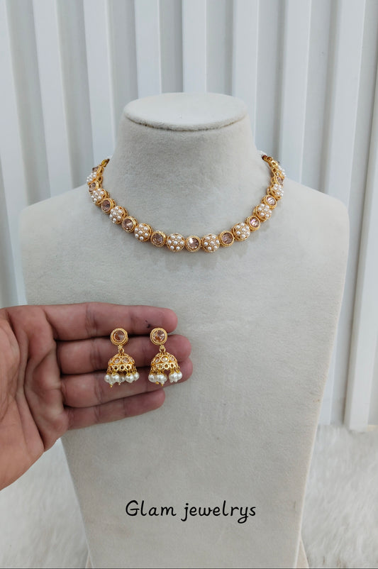 Gold Polki Necklace Indian Jewellery Kataria Set