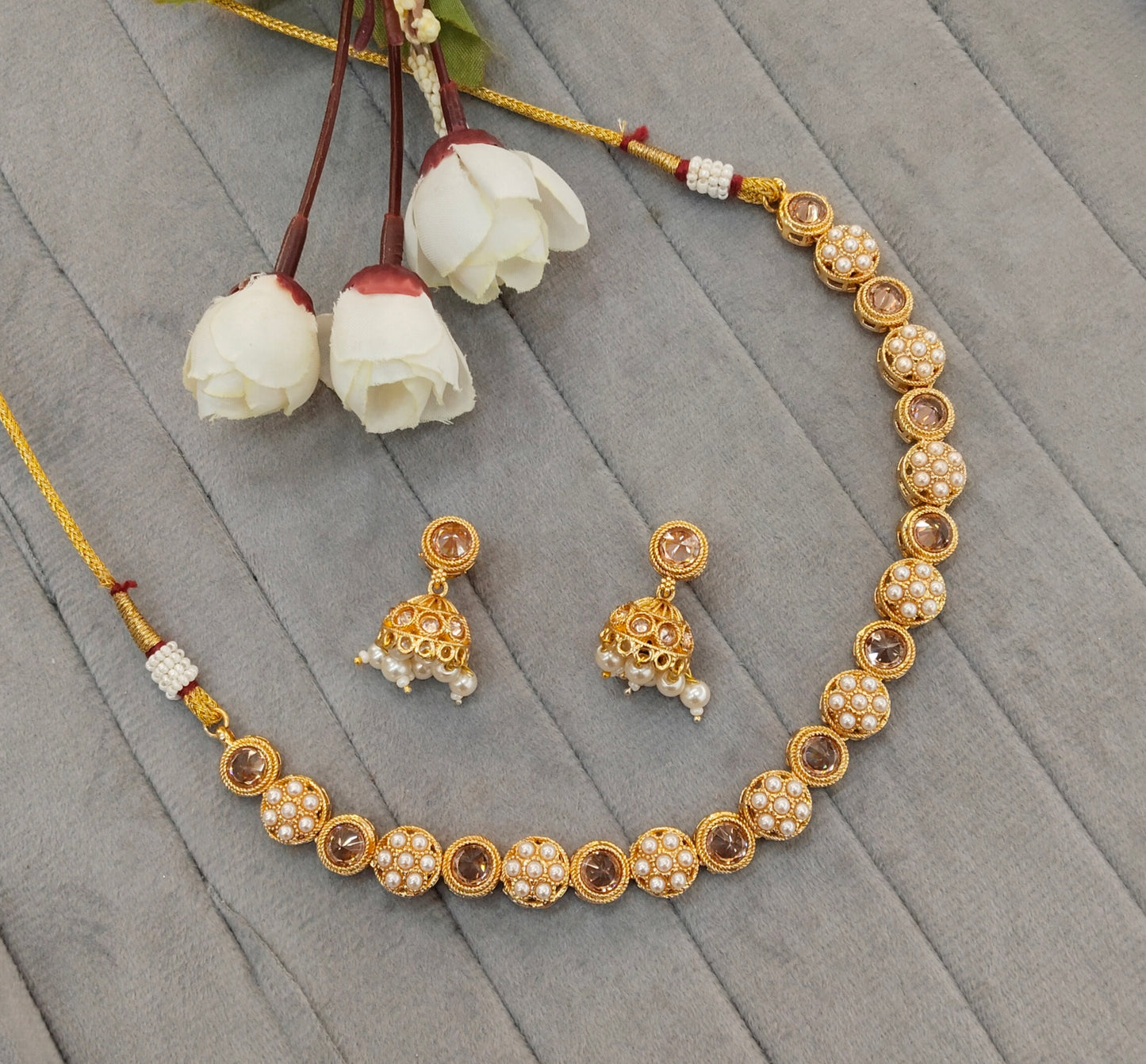 Gold Polki Necklace Indian Jewellery Kataria Set