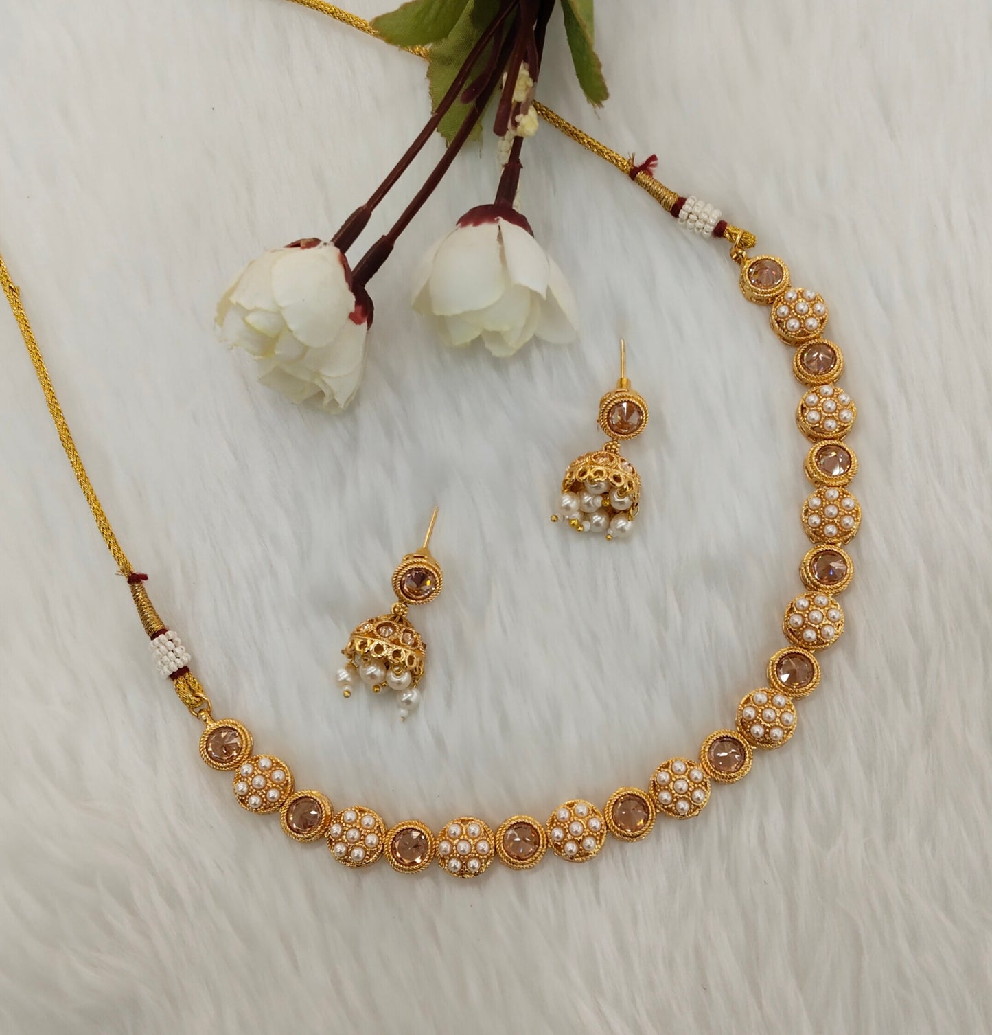 Gold Polki Necklace Indian Jewellery Kataria Set