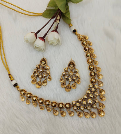 Gold Polki Kundan Necklace Indian Jewellery Kataria Set