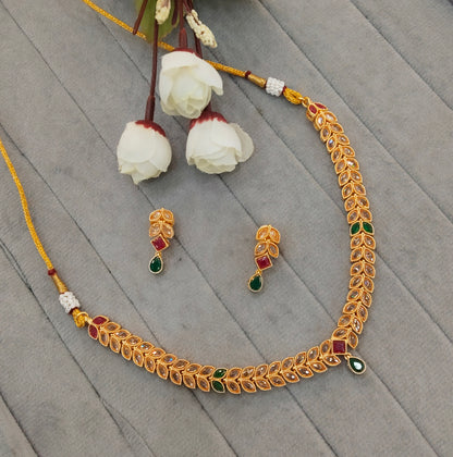 Ruby Green Gold Polki Necklace Indian Jewellery Kataria Set